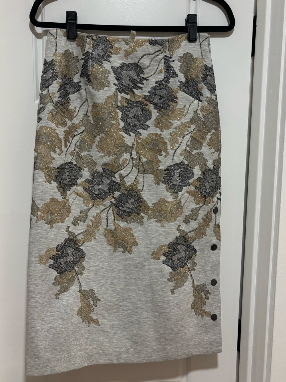 BCBGMAXAZRIA Runway Rebekka Metallic Leaf Jacquard Pencil Skirt 6 NWT OP$568💕